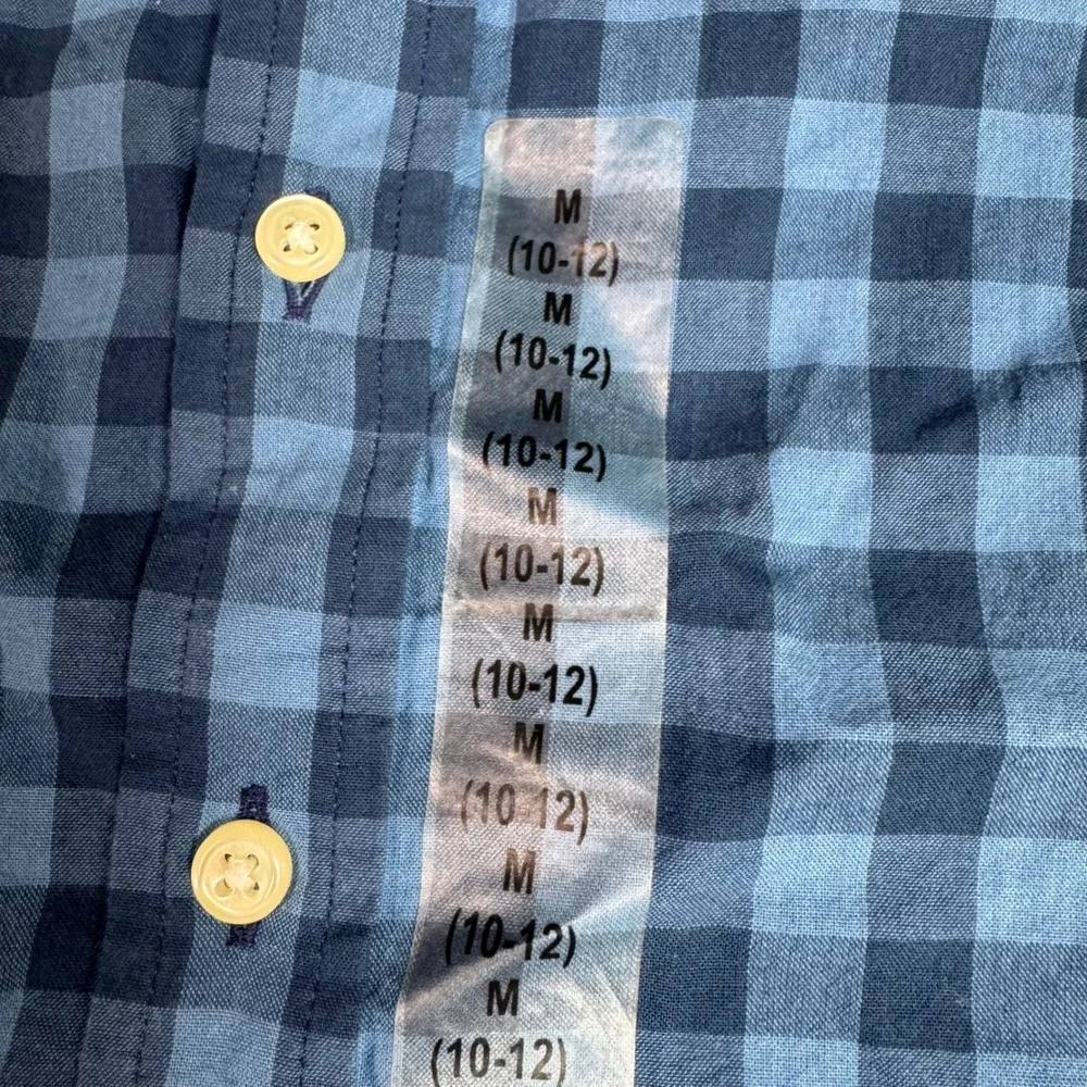 NWT Ralph Lauren Kids Boys M 10-12 Blue Gingham‎ Short Sleeve Button Down Shirt